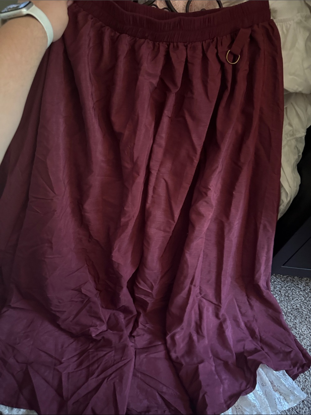 Women's Burgundy Maxi Skirt - Unbranded